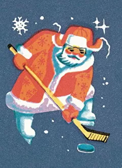 Images Dated 11th March 2015: Santa playing hockey