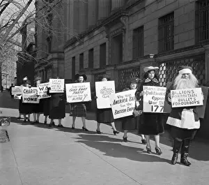 Department Prints: Santa and Women Protesting Lend-Lease Bill