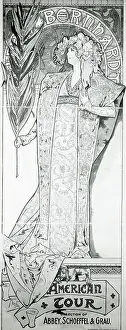 Frond Prints: Sarah Bernhardt - American Tour Poster by Alphonse Mucha