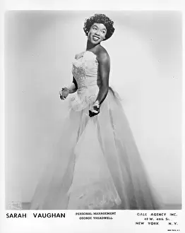 Prints of NEW YORK - CIRCA 1950: Singer Sarah Vaughan, who possessed one of the finest vocal instruments in the history of jazz, poses for a publicity shot circa 1950 in New York, New York The Divine One: Sarah Vaughan