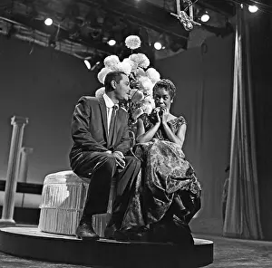 Prints of NEW YORK - JUNE 2, 1957: Singers Billy Eckstine and Sarah Vaughan share the stage on the Ed Sullivan Show on on June 2, 1957, in New York, New York The Divine One: Sarah Vaughan And Billy Eckstine