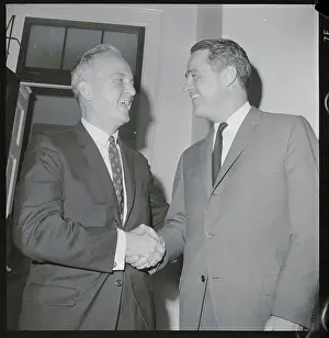 Sargent Shriver and Peter Frelinghuysen Shaking Hands