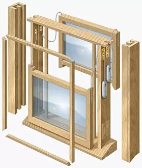 Images Dated 31st December 2009: Sash window, exploded view