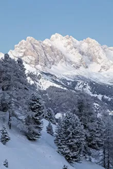 Sass Rigais mountain in winter, Seiser Alm, Province of South Tyrol, Italy