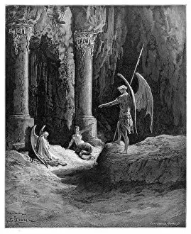 Images Dated 12th June 2015: Satan at the Gates of Hell of engraving