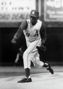 Mound Prints: Satchel Paige Pitching for Kansas City Athletics