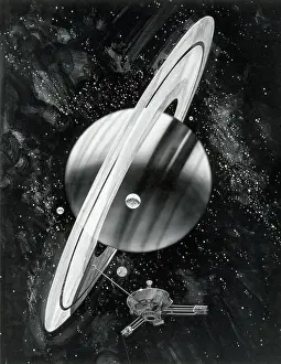 Satellite Prints: Satellite Approaches Saturn/Illustration