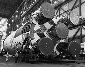 Hangar Prints: Saturn V Rocket in Hangar