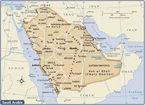 Top Sellers - Art Prints Gallery: Saudi Arabia country map
