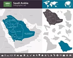 Images Dated 26th August 2017: Saudi Arabia - Infographic map - illustration