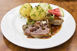 Images Dated 9th June 2012: Sauerbraten, marinated pot roast with potato dumplings