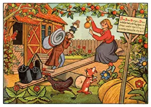 Apple Tree Prints: See Saw Margery Daw - Victorian nursery rhyme illustration