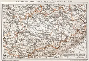 Aging Process Prints: Saxony kingdom map