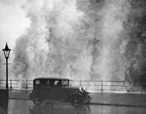 Fox Photo Library Collection: Scarborough Promenade Wall Of Water