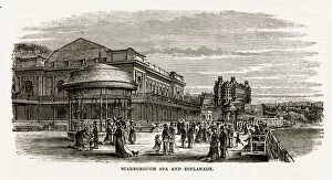 Scarborough on the Yorkshire Coast Gallery: Scarborough Spa and Esplanade in Yorkshire, England Victorian Engraving, 1840