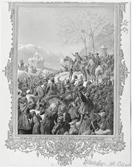 Land Battle Prints: Scene with Citizens Gathered Near Castle