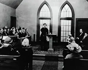 Prints of Charlie Chaplin as Reverend Pim in his 1923 silent film The Pilgrim Master of Mime, Icon of Cinema: Chaplin in Prints: Scene from The Pilgrim