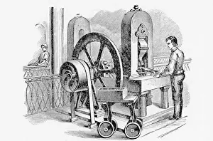 Coin Prints: Scene In The U.S. Mint-Stamping Machine