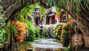 Focus On Background Prints: Scenery Under Bridge, Lijiang Yunnan China