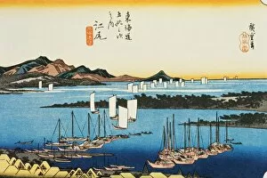 Images Dated 4th January 2007: Scenery of Ejiri in Edo Period, Painting, Woodcut, Japanese Wood Block Print