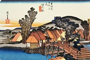 Traditional Japanese Woodblocks Gallery: Scenery of Hodogaya in Edo Period, Painting, Woodcut, Japanese Wood Block Print