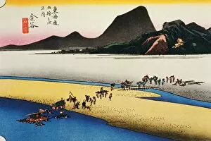 Images Dated 4th January 2007: Scenery of Kanaya in Edo Period, Painting, Woodcut, Japanese Wood Block Print