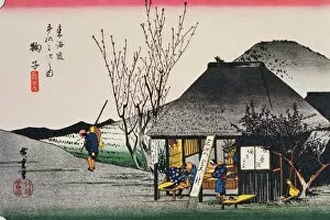 Images Dated 4th January 2007: Scenery of Mariko in Edo Period, Painting, Woodcut, Japanese Wood Block Print