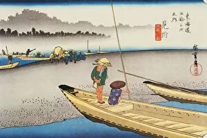 Scenery of Mitsuke in Edo Period, Painting, Woodcut, Japanese Wood Block Print, Rear View
