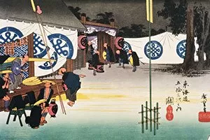 Images Dated 4th January 2007: Scenery of Seki in Edo Period, Painting, Woodcut, Japanese Wood Block Print