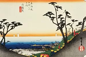 Images Dated 4th January 2007: Scenery of Shirasuka in Edo Period, Painting, Woodcut, Japanese Wood Block Print