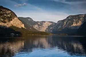 Salzburg, Austria Prints: Scenic of Hallstatt lake and Hallstatt village on Twilight time postcard view point