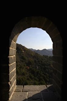 Images Dated 17th March 2008: A scenic shot through a window on an outpost on the Great Wall of China