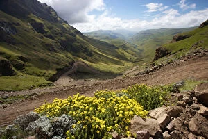 Images Dated 9th February 2011: A scenic view of rolling hills of the Sani Pass, Drakensberg Park, KwaZulu-Natal, South Africa