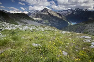 Schlegeisspeicher reservoir and Zillertal Alps, Ginzling, Tyrol, Austria