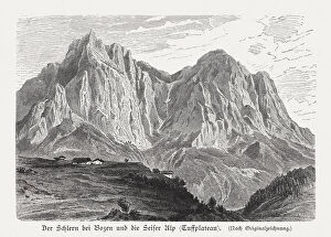 Images Dated 16th May 2018: Schlern and Tuffalm (VAols), Dolomiti, Italy, woodcut, published 1897