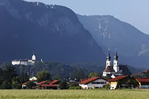 Parish Church Prints: Schloss Hohenaschau Castle, Parish Church of Aschau in Chiemgau