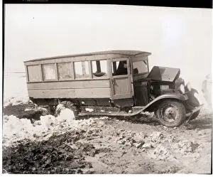 Wreckage Prints: School Bus After Being Stuck in Blizzard