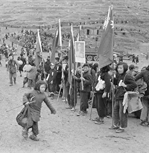 Taiwan Prints: School Children Awaiting Evacuation