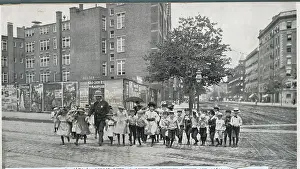 School Children Crossing Street