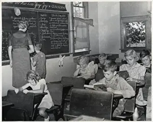 Iowa Prints: School Room With Teacher At Board