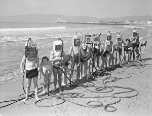 Schoolboys Wearing Homemade Diving Gear