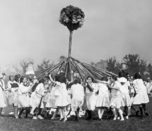 May Day Prints: Schoolgirls Dancing Around Maypole