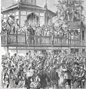 Original Date Prints: Schuetzenfest, c. 1885, a traditional festival or fair with target shooting