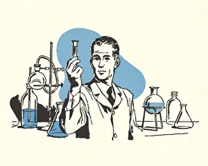 Test Tube Prints: Scientist in a Chemistry Lab