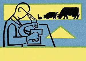 Scientist Looking Through a Microscope