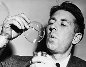Scientist Vincent J. Schaefer Blowing Bubbles