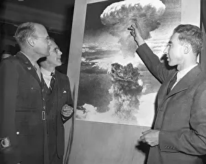 Exhibit Prints: Scientists Visit Atomic Exhibit
