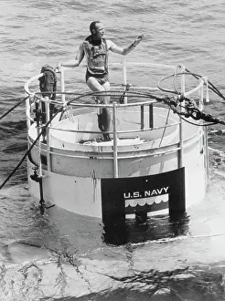 Scott Carpenter Signaling Atop Sealab II