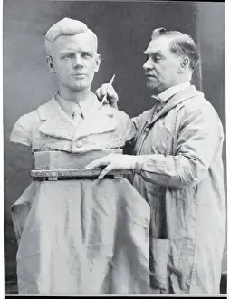 Sculptor Making Bust of Charles Lindbergh as Gift