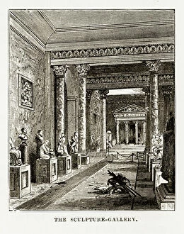 Images Dated 10th February 2018: Sculpture Gallery, Woburn Abbey, Woburn, England Victorian Engraving, Circa 1840